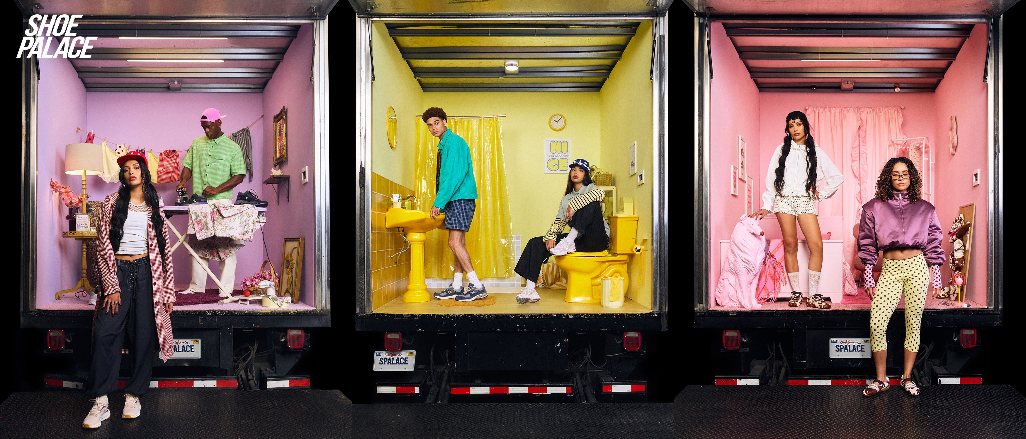 Four people in colorful truck interiors, each showcasing different styles and poses.