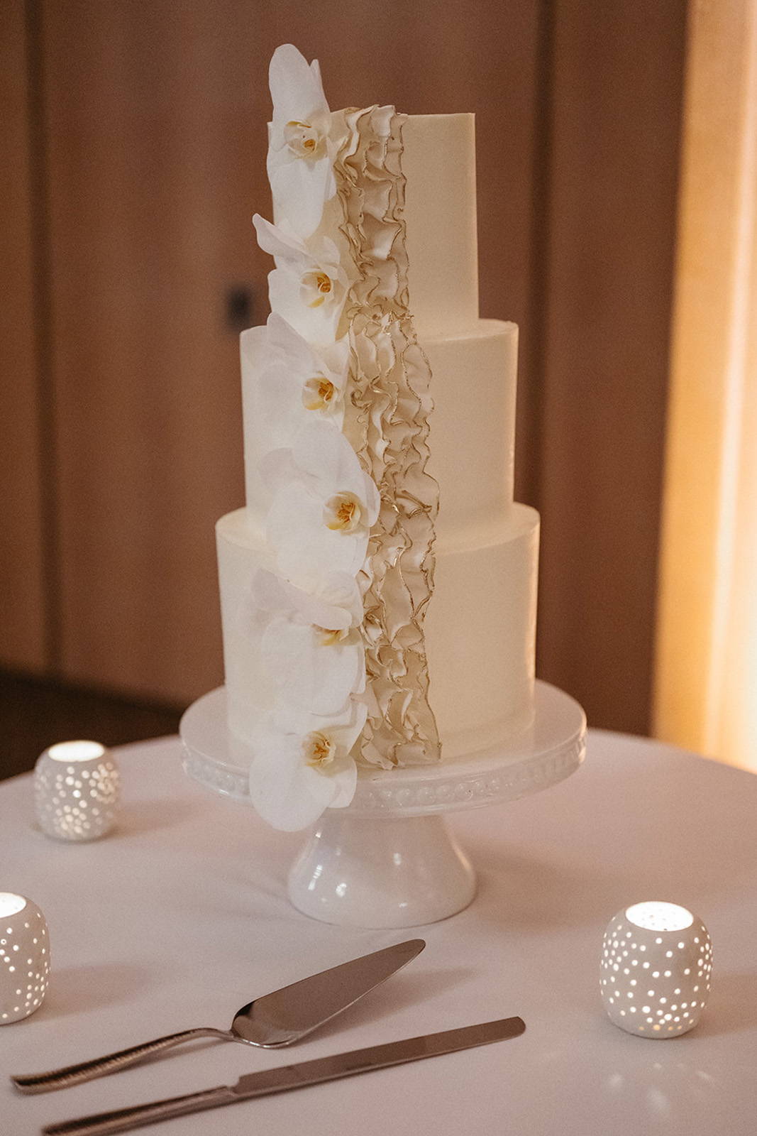 Three-tier wedding cake