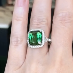 green tourmaline engagement ring