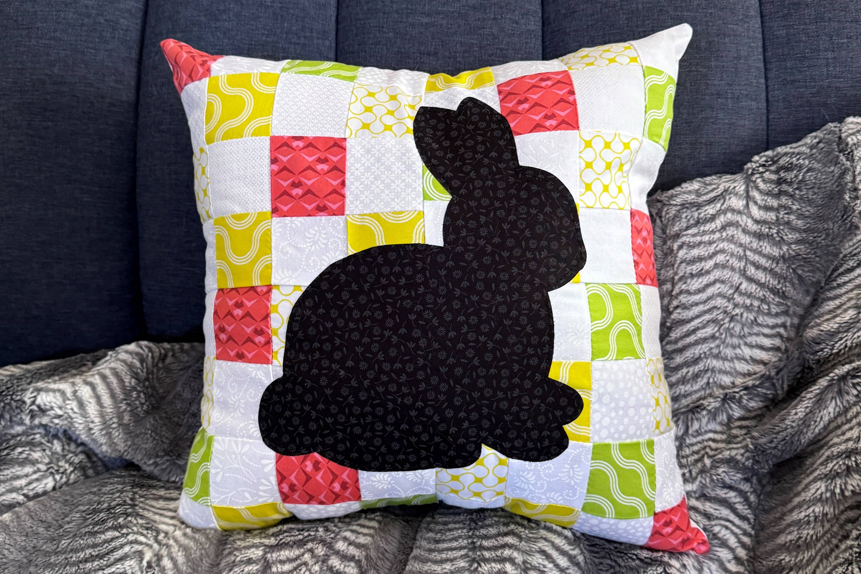 bunny template used to add shape to a diy pillow sewing project