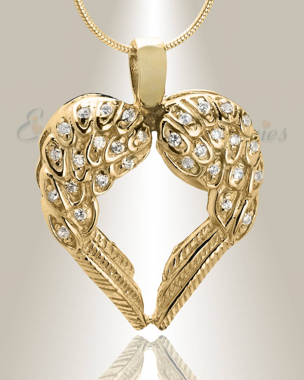 Gold Plated Wings Of Hope Cremation Jewelry