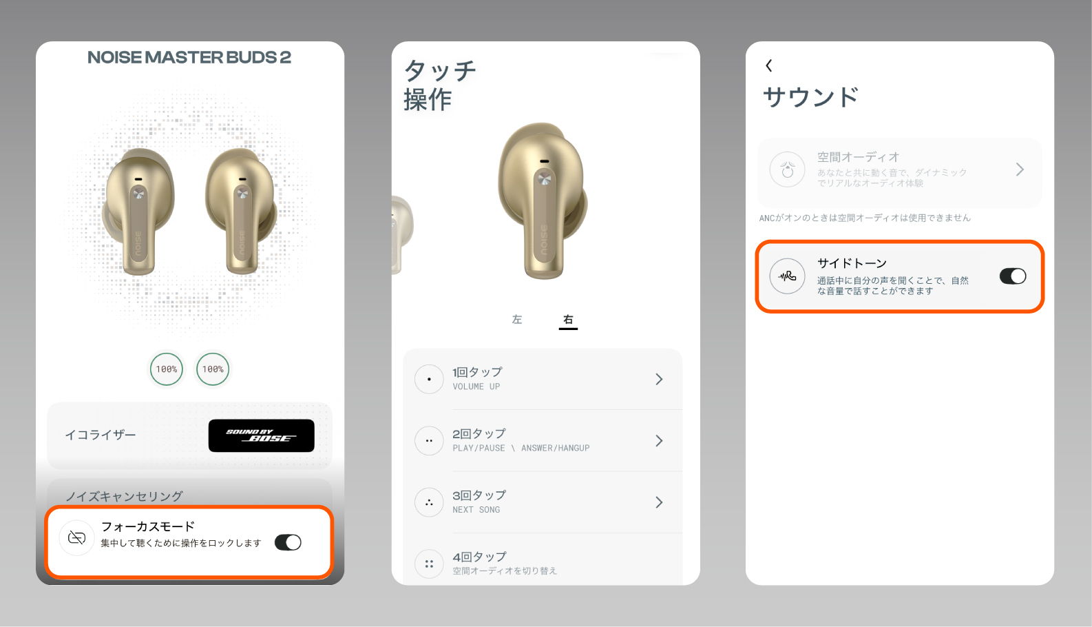 User interface showcasing product options and details for a pair of earphones.