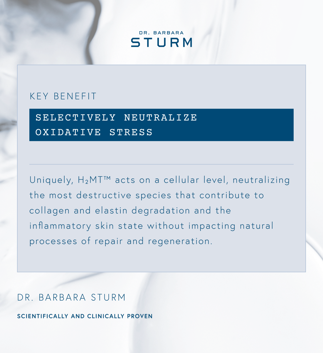 Key benefit of HMT: selectively neutralizes oxidative stress for skin repair.