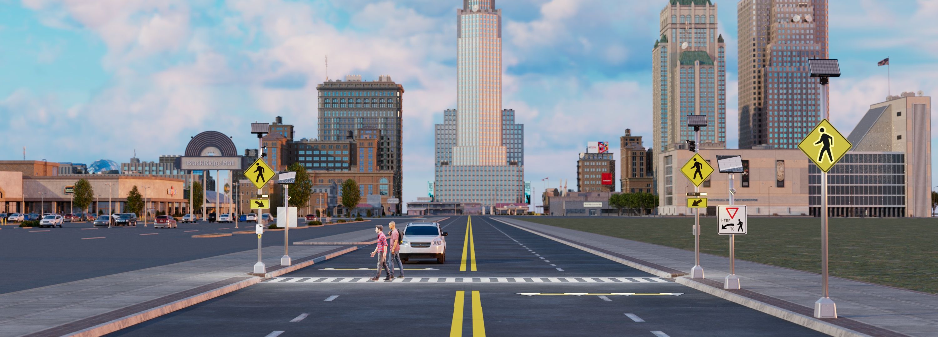 Smart Crosswalk system with each enhancement numbered