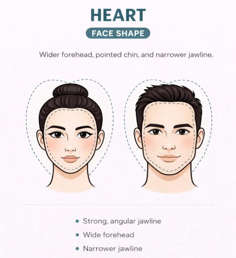 heart face shape explainer for men and women