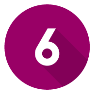 Purple circle with the number six and a shadow effect.