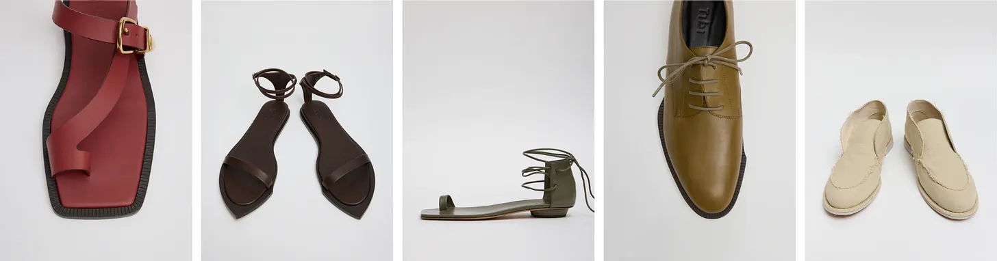 Collection of various footwear displayed on a neutral background.