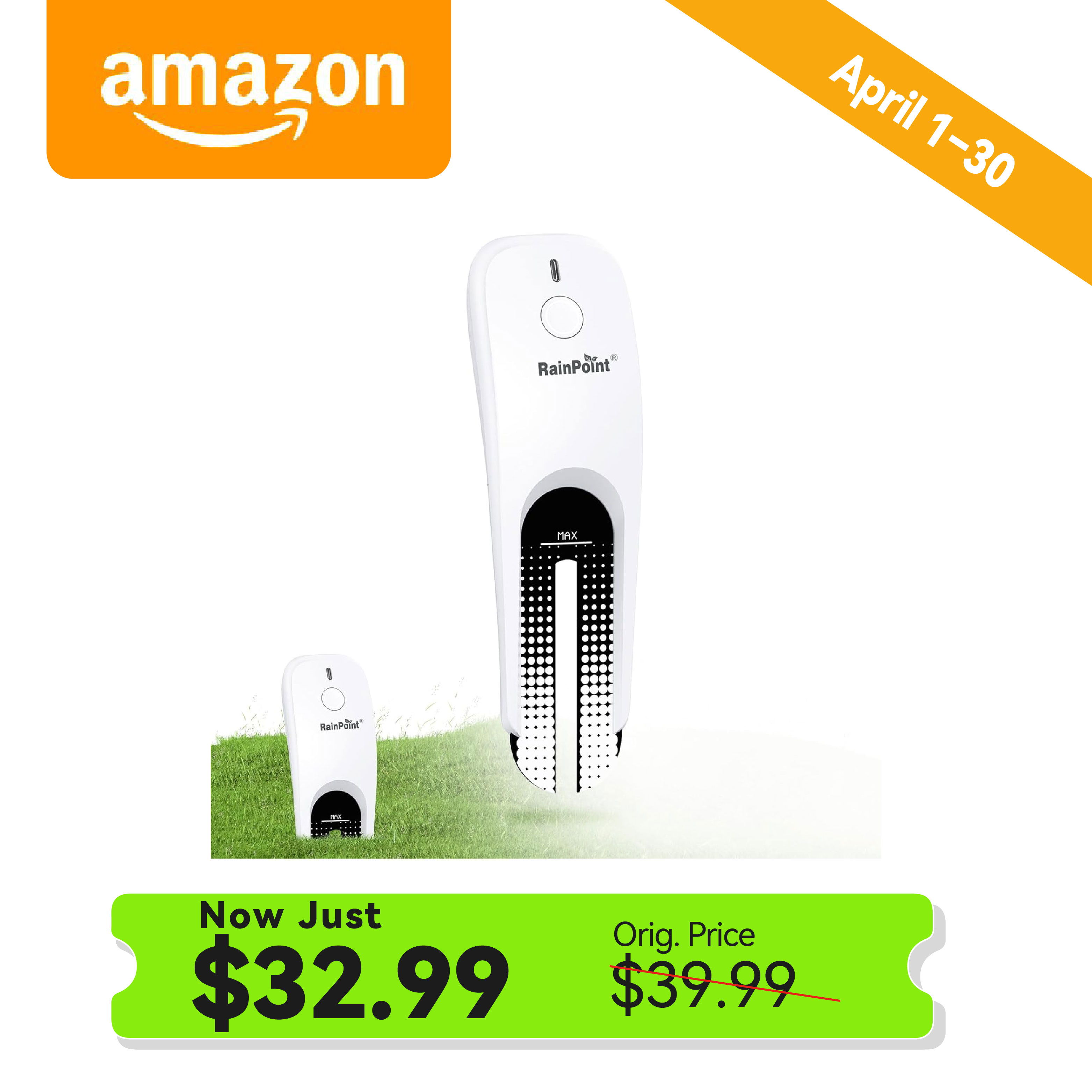 Product image showing a device with pricing details and Amazon logo.