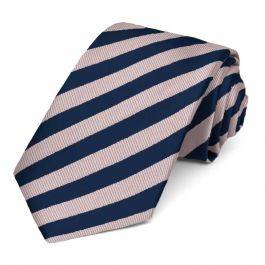 Blush pink and navy striped slim tie