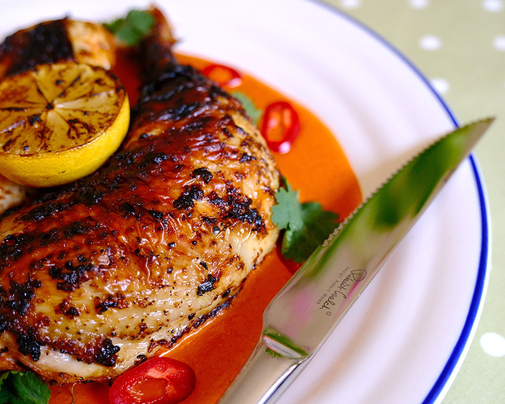 Grilled chicken with mojo rojo