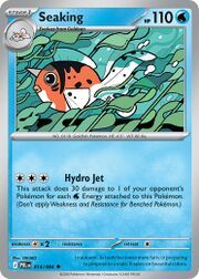 Seaking Pokémon card with water background and attack details.