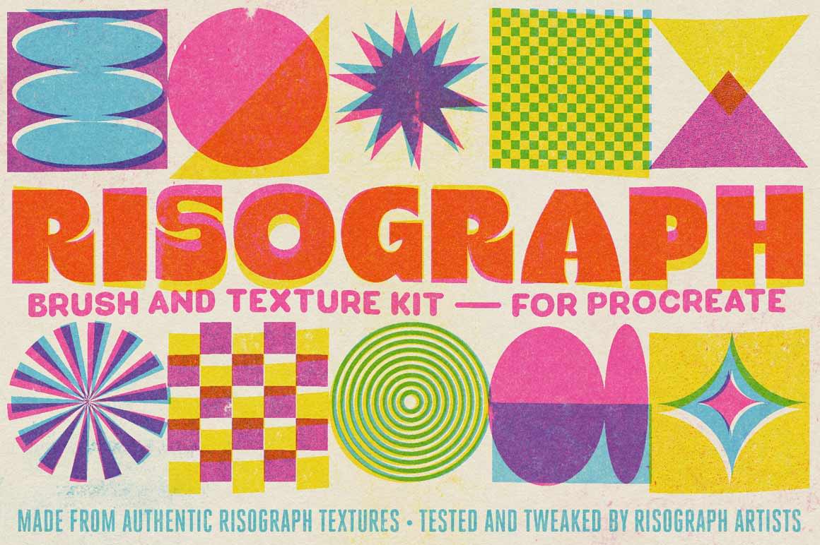 Risograph Brush and Texture Kit for Procreate