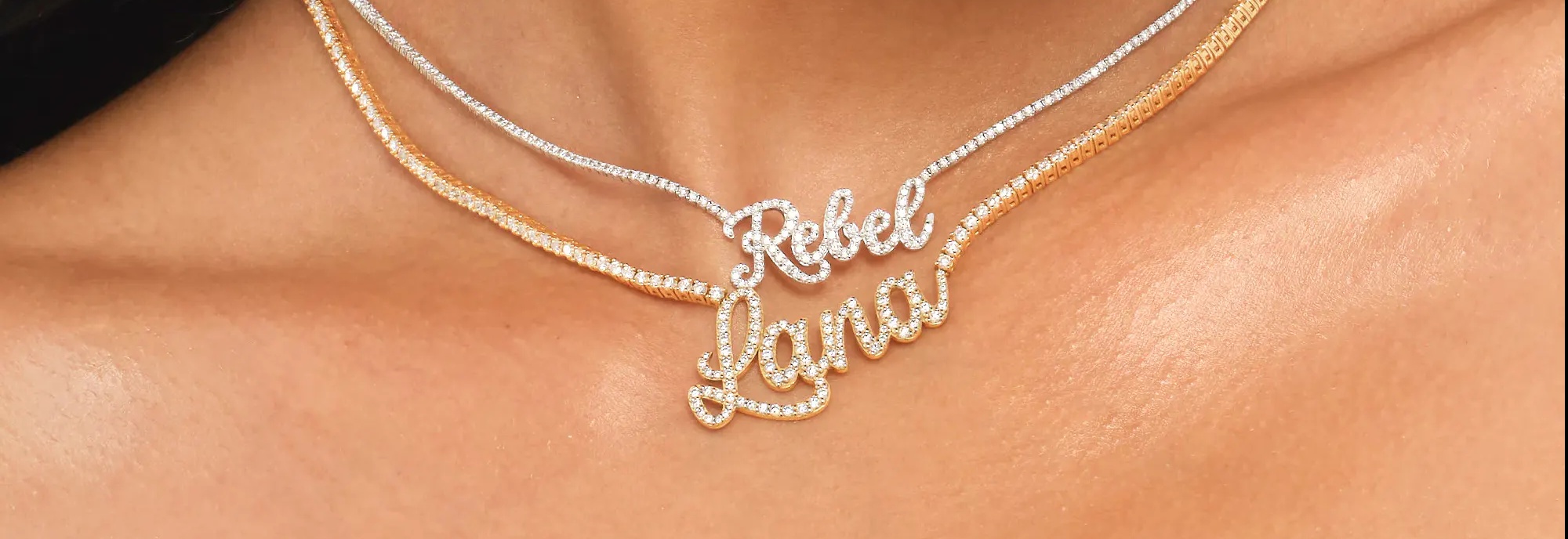 Gold necklace with the name 