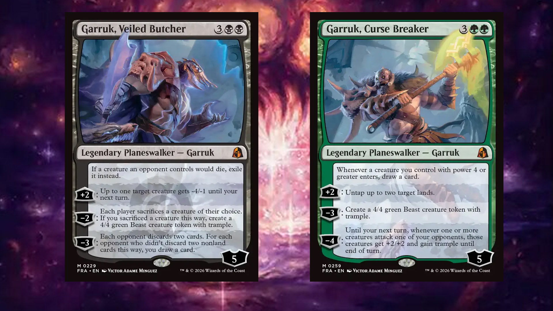 Two Garruk Planeswalkers Cards from the MTG set Reality Fracture.