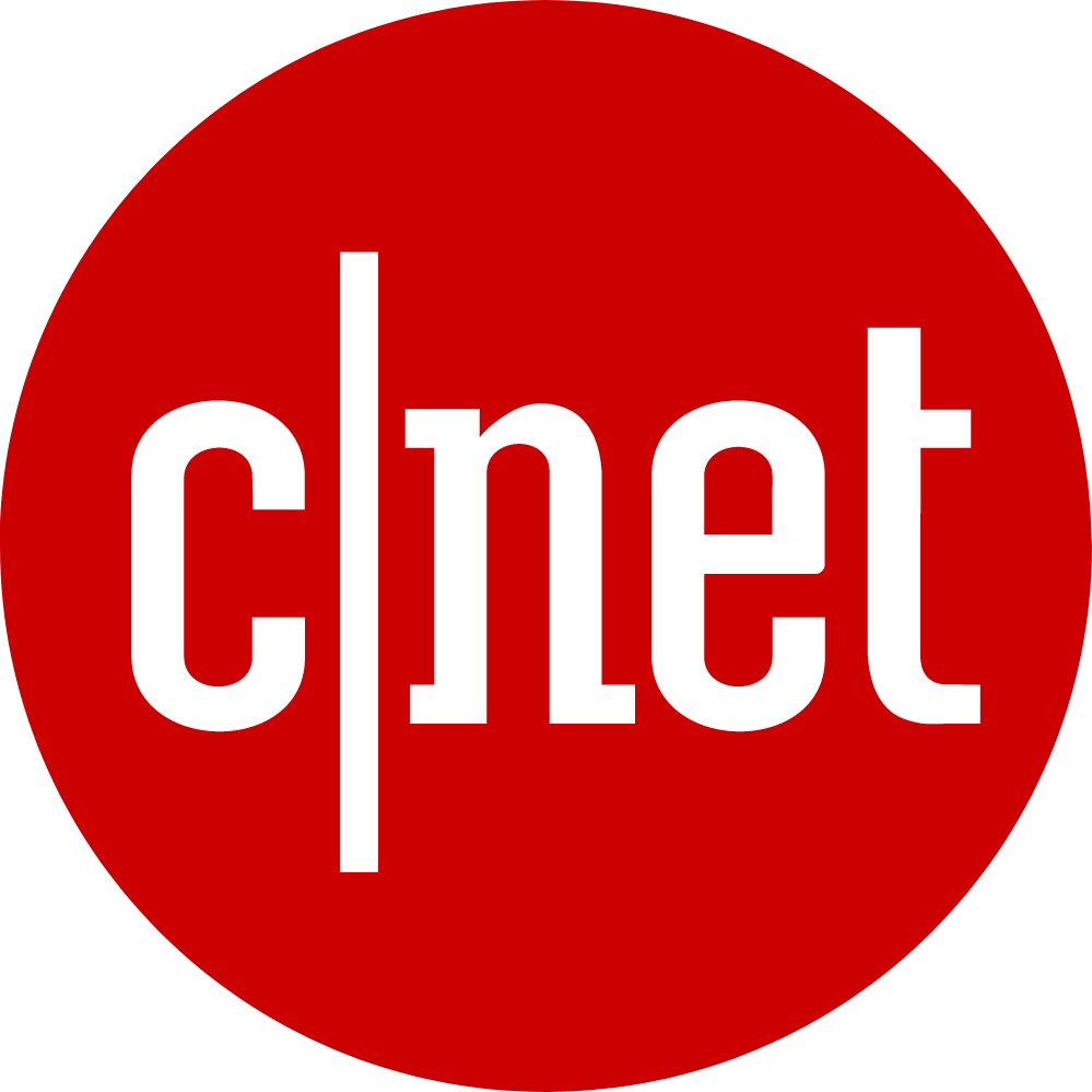 CNET logo in white text on a red circular background.