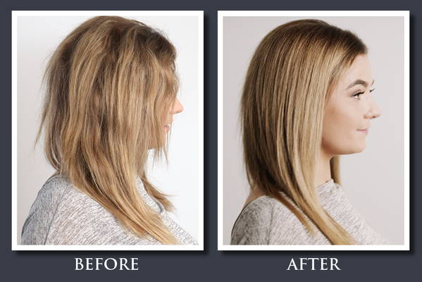 woman that used keratin at-home smoothing treatment