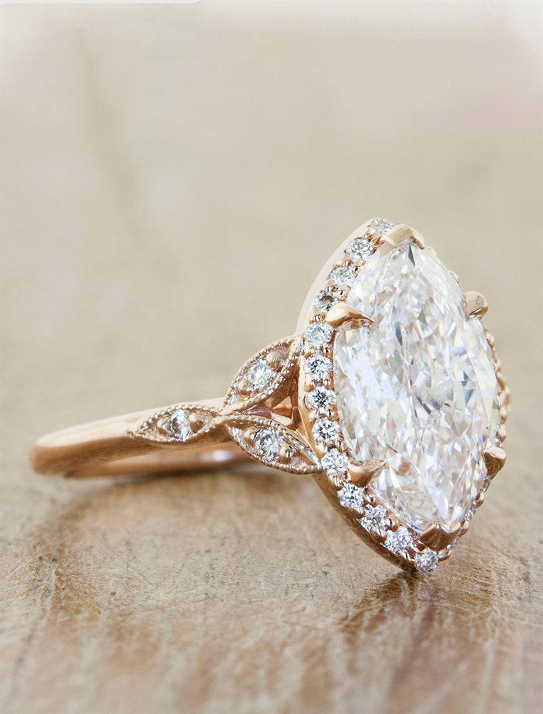 side view of marquise diamond engagement ring
