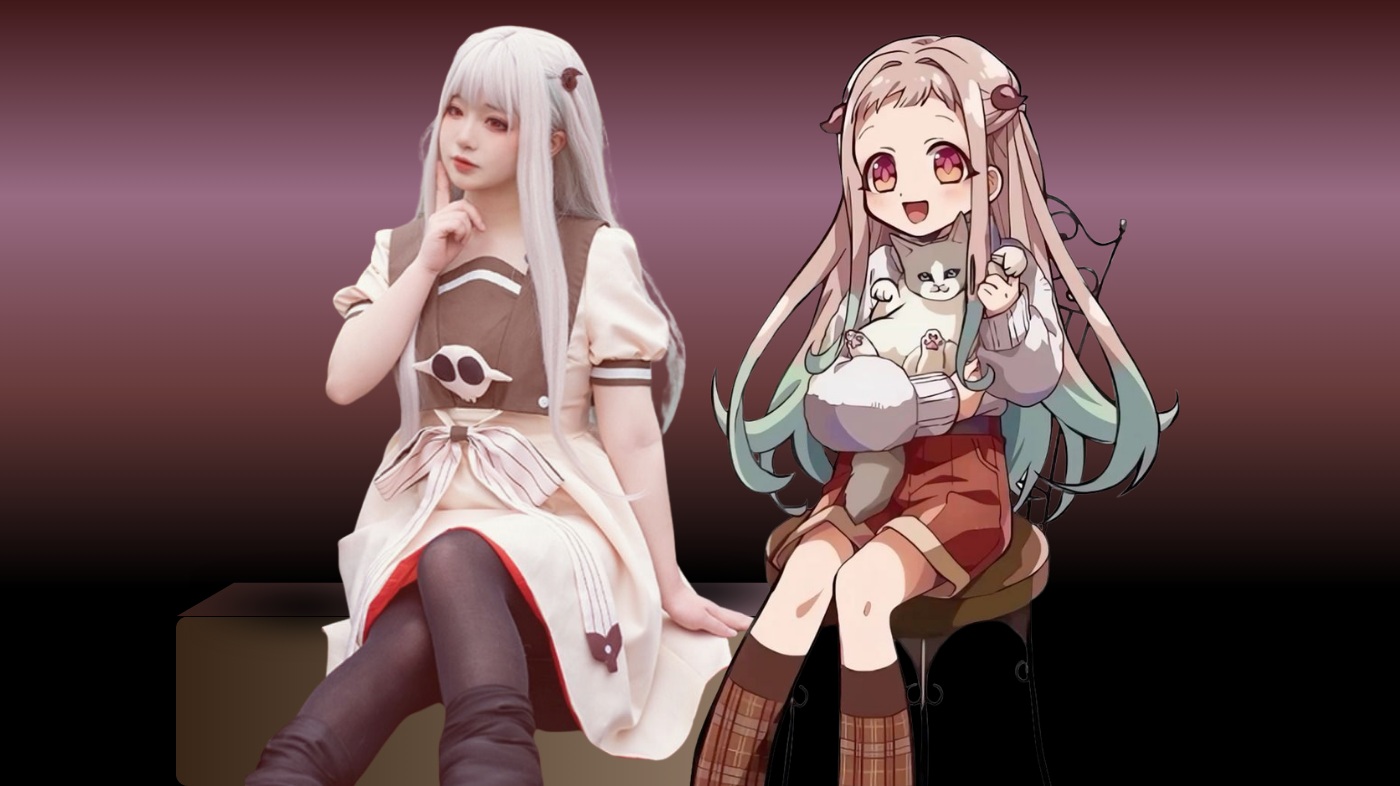 Yashiro Nene cosplayer in Kamome Academy uniform with soft blonde wig and anime-inspired styling