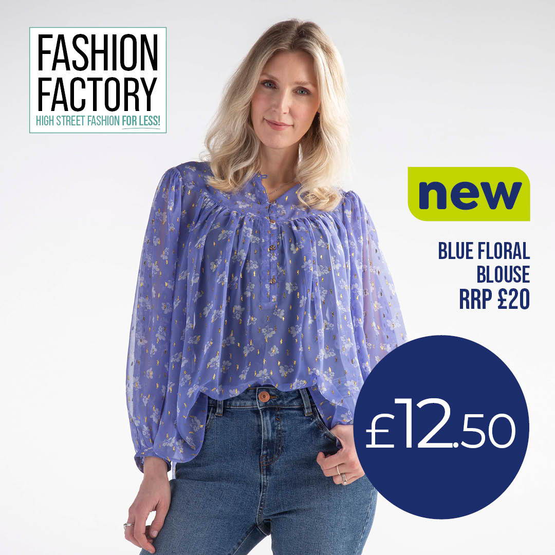 New women's blue floral blouse