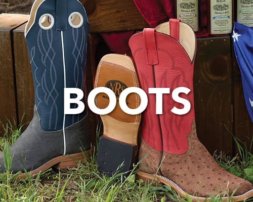 Two pairs of cowboy boots with the word 