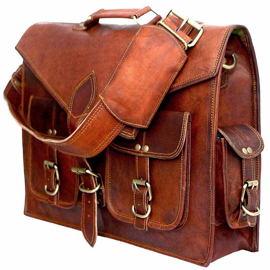 Lawyer's Leather Messenger Bag Laptop Briefcase - Full Grain Leather