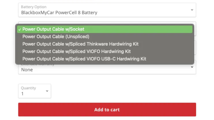BlackboxMyCar POWERCELL 8 - Dash Cam Battery Pack, Spliced