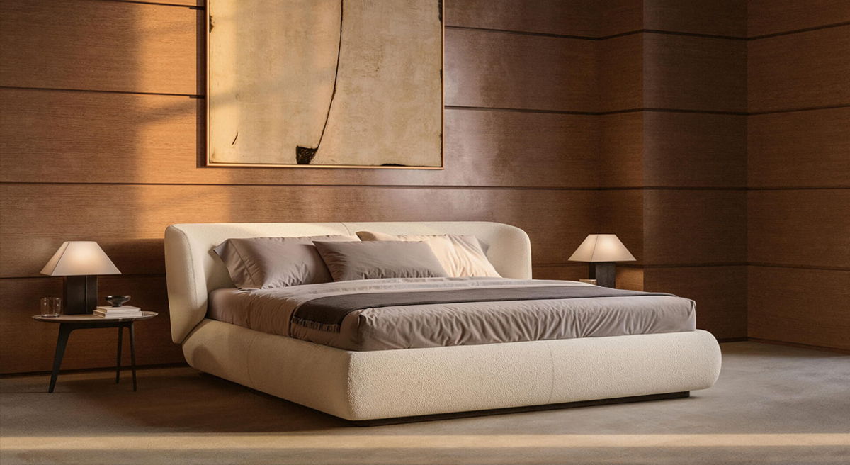 Modern Nobu bed by lema and ambient lighting.