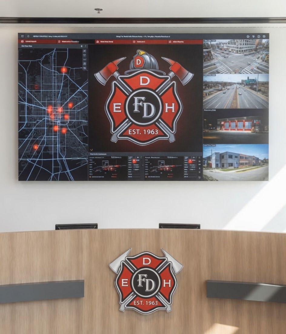 Fire station AV Project Displays Video Wall