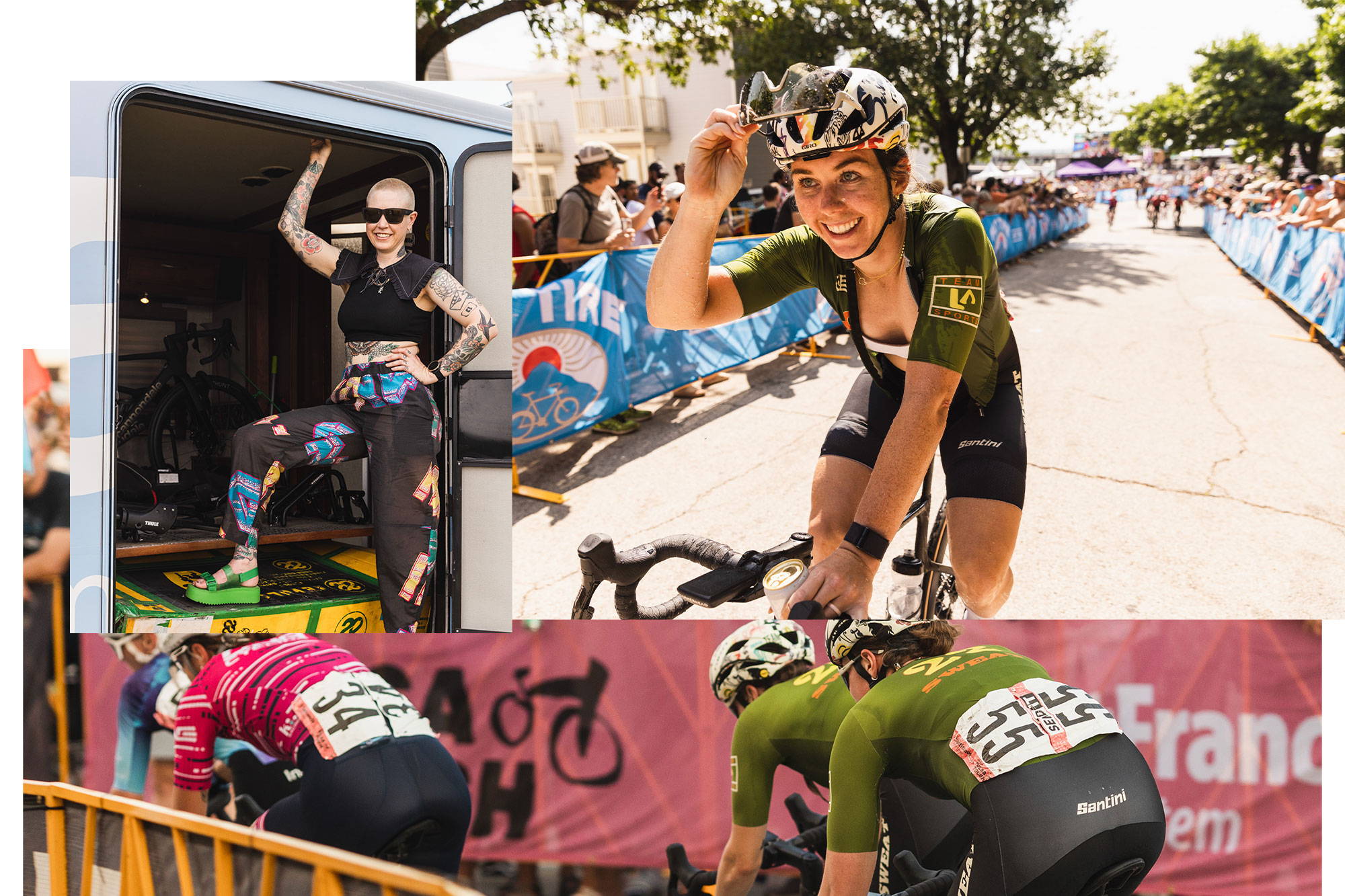 A collage of race photos from Tulsa Tough 2023