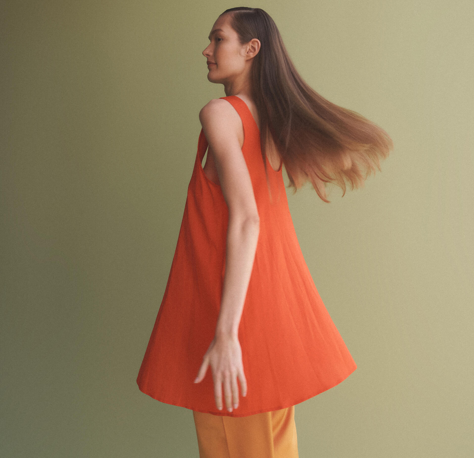 Woman with dress twirling