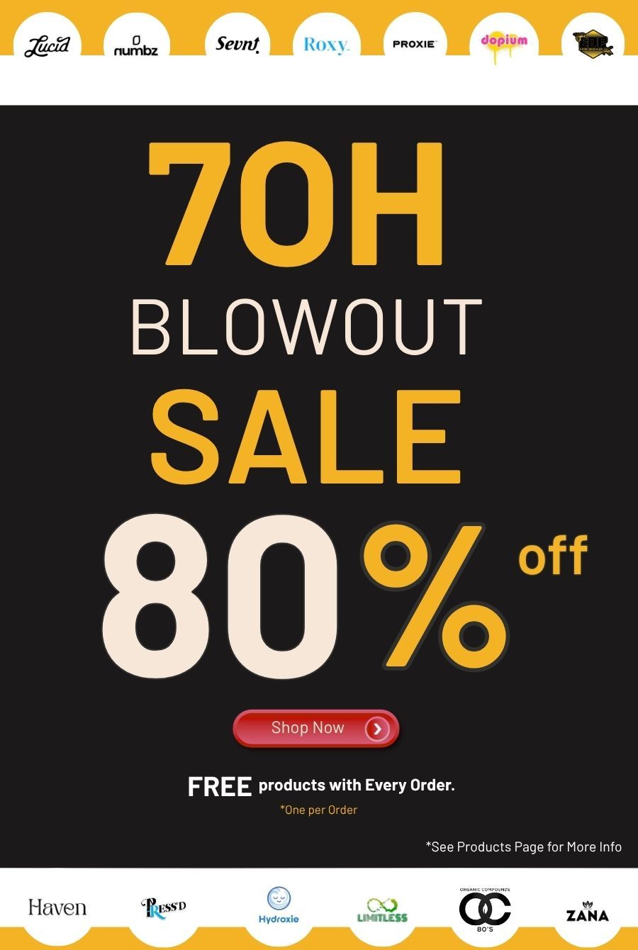 70H Blowout Sale 80% off, with free products on every order.