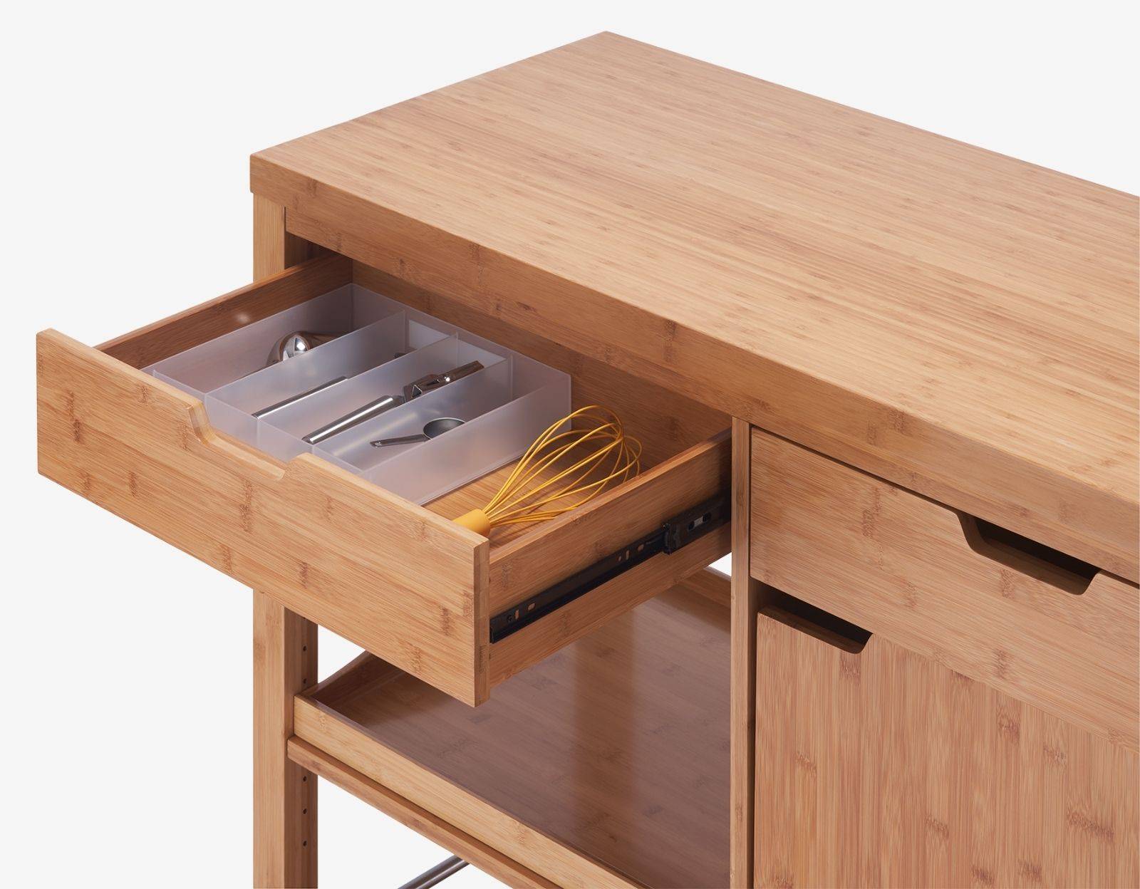 drawer extended showing kitchen utensils