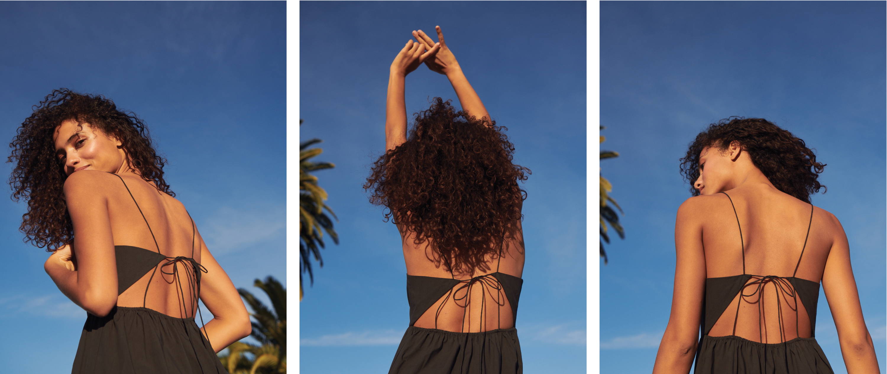 Model wearing Leni Black dress back image