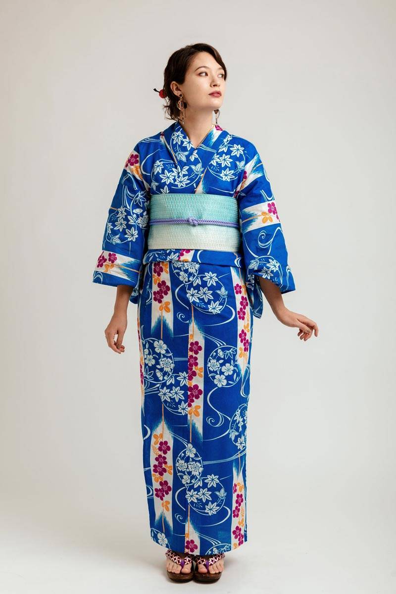 Darkest Blue & White Chain Pattern Very Soft Cotton Vintage but Unused Nemaki Lightweight Summer Kimono Authentic Men's Japanese Lined