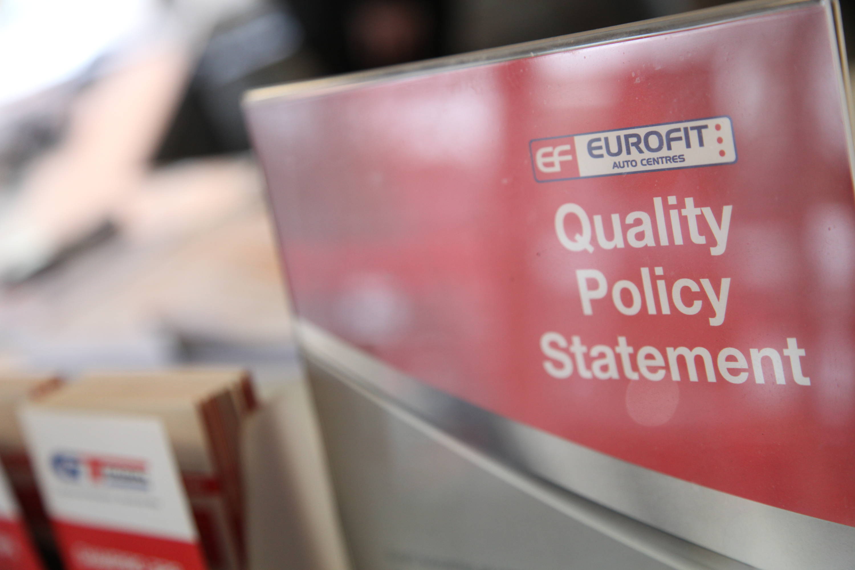 Close up of Quality Policy Statement with Eurofit logo 