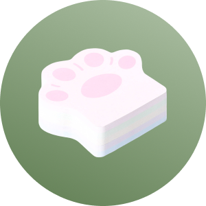 Cartoon-style paw print soap with pastel colors on a circular background.