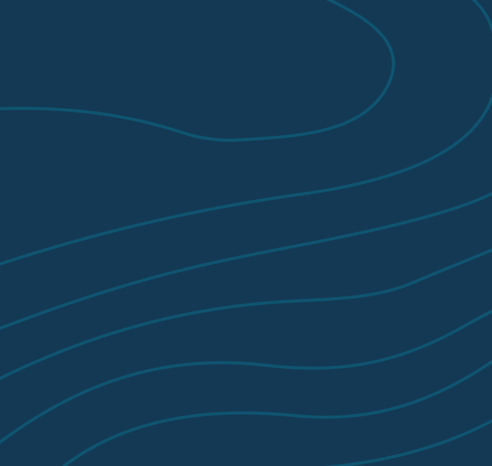 Abstract dark blue background with light blue wavy lines.
