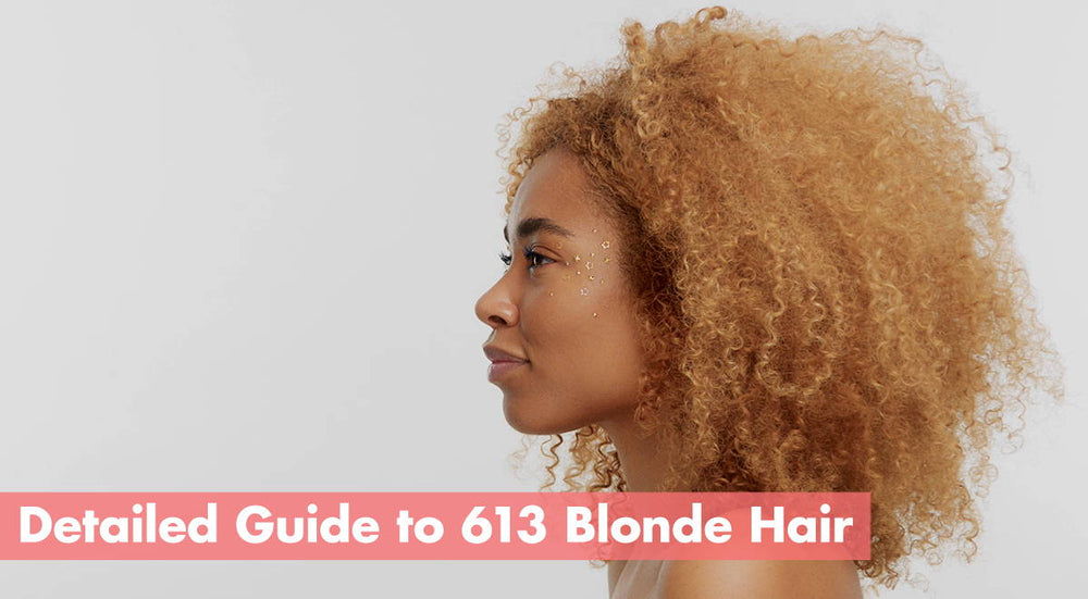 Profile of a person with curly blonde hair and text overlay about blonde hair guide.