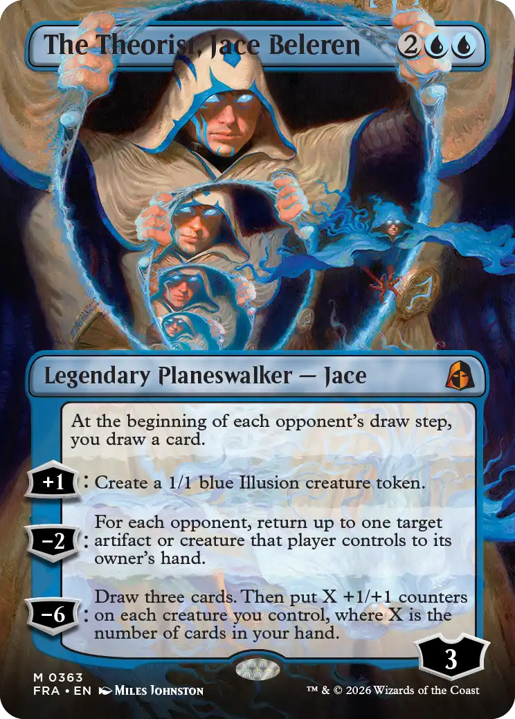 mtg reality fracture cards - Magic: The Gathering card featuring Jace Beleren with abilities and lore.