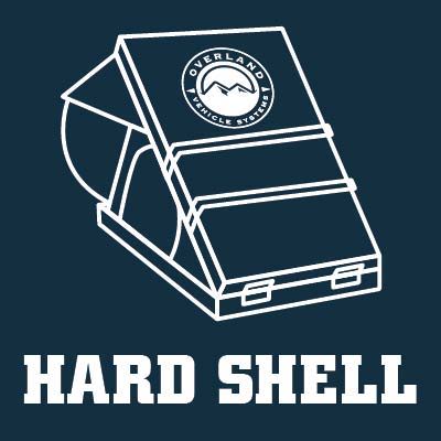 Illustration of a hard shell container with a logo.