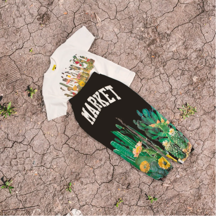 market apparel on dirt ground