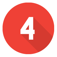 Red circle with the number four in white, featuring a shadow effect.