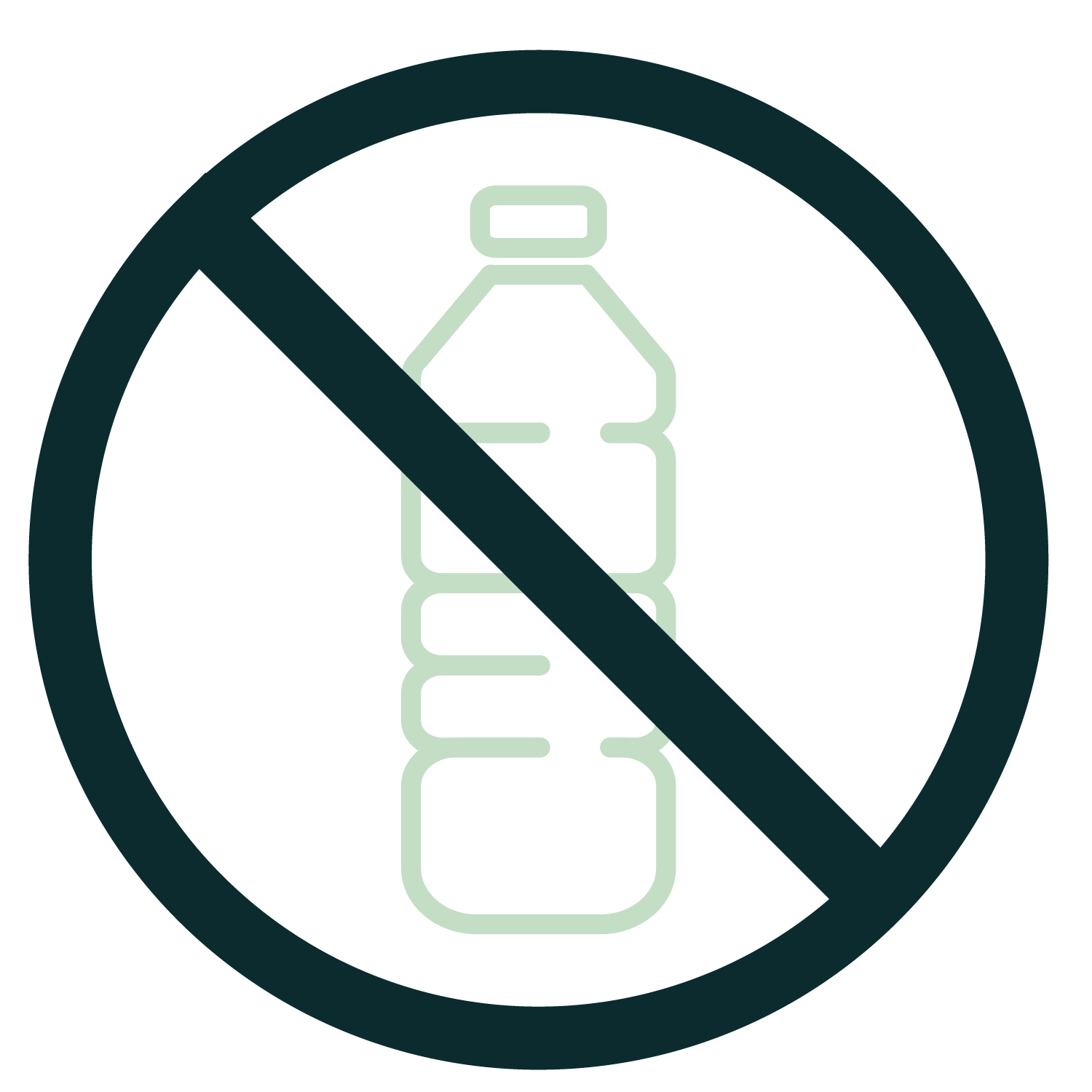 No plastic bottle symbol with a prohibition sign.