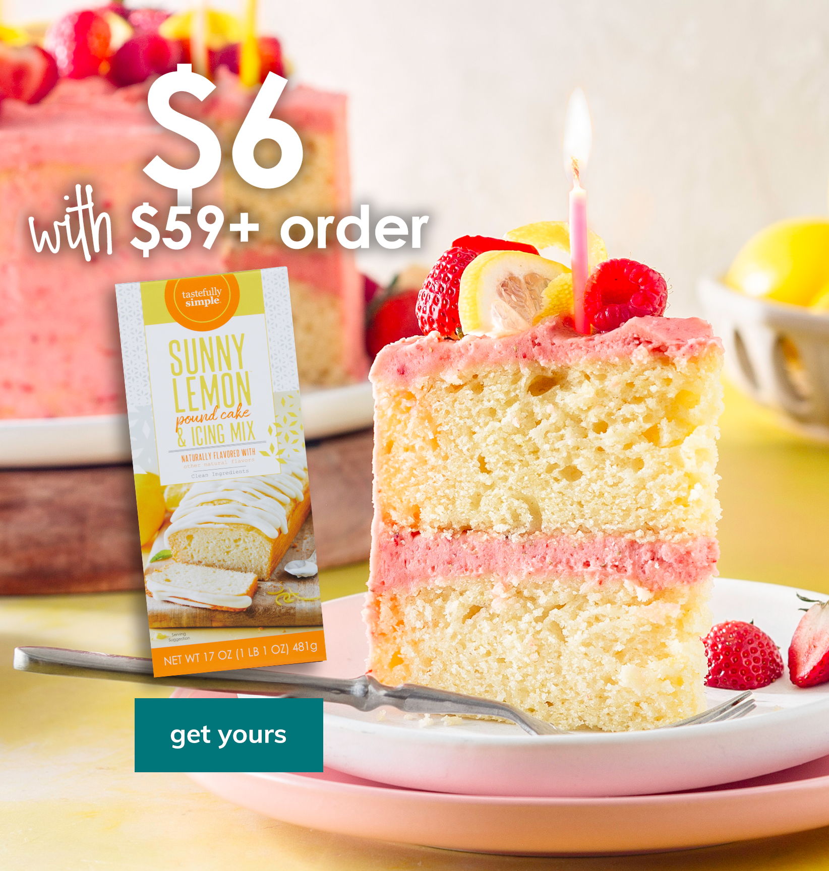 Get a Sunny Lemon™ Pound Cake & Icing Mix for $6 with a $59+ purchase | shop now