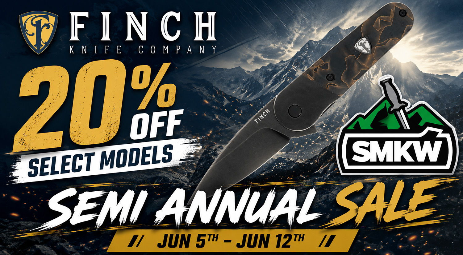 Finch knife company sale, 20% off select models, June 5th to 12th.