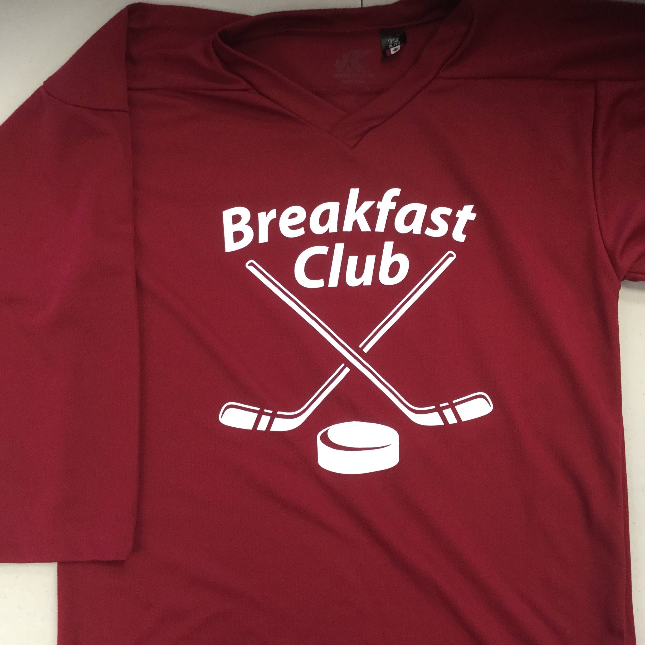 Custom Screen Printed Hockey Jerseys: Breakfast Club (Kobe 5400 Maroon)