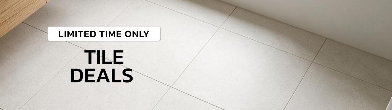Limited time only tile deals on a light-colored floor.