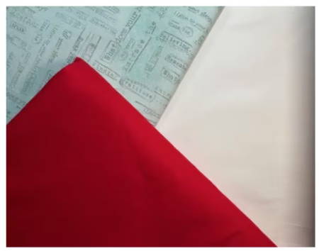 Close-up of the red, blue and white and fabrics