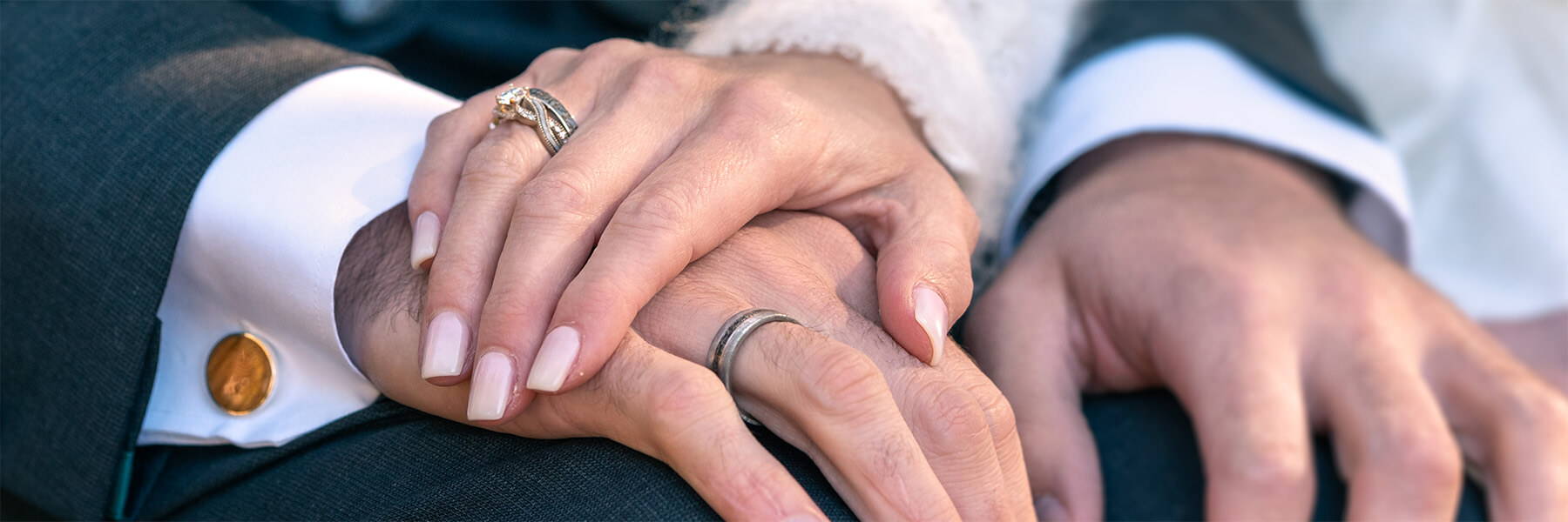 Meteorite Wedding Rings Worn on Right Hand