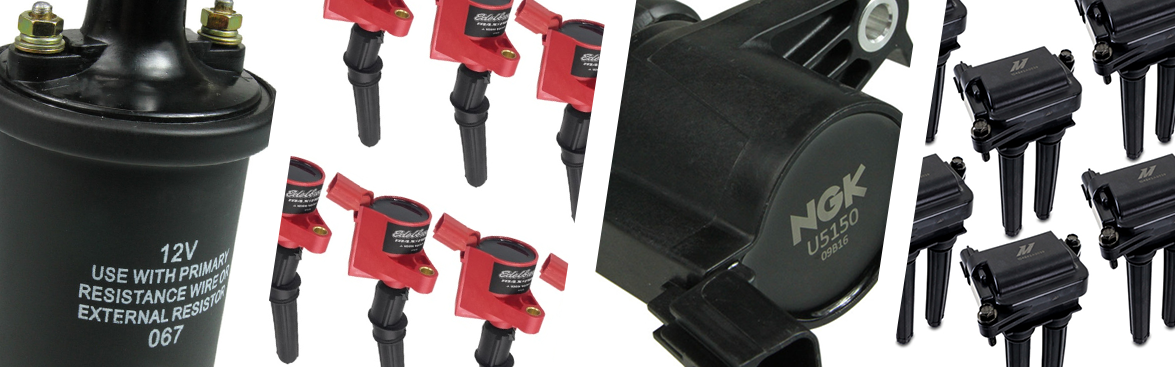 Photo collage of ignition coils for off-road vehicles. 